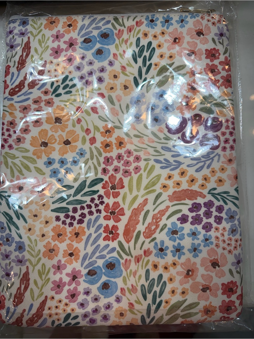 Brand New Floral Canvas Zipper Pouch with Pocket
